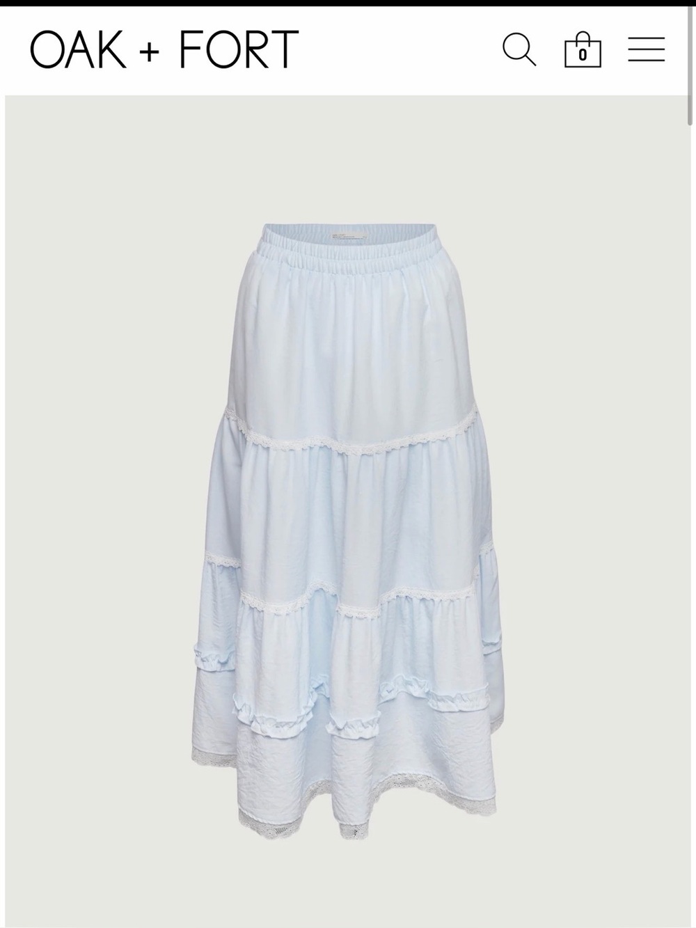 OAK + Fork TIERED LACE TRIM MAXI SKIRT